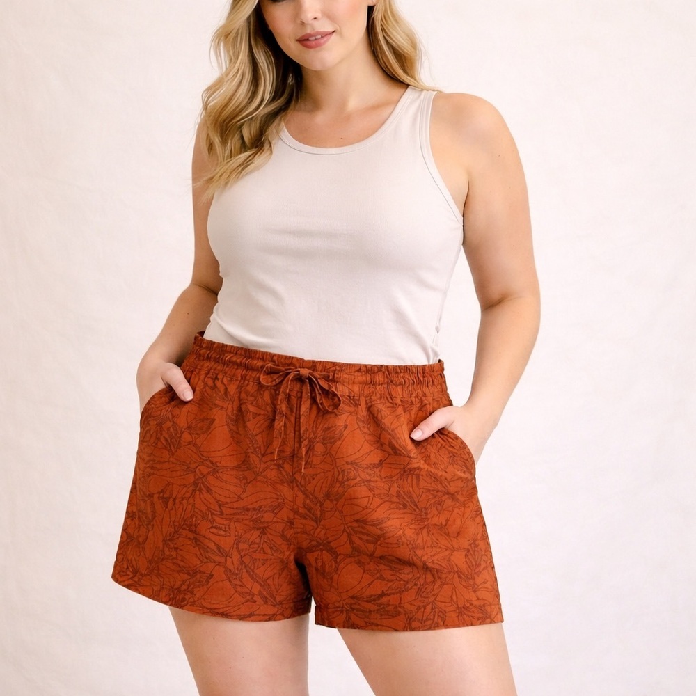 NWT Reitmans linen blend shorts bermudas size 20 plus size elastic waist summer
